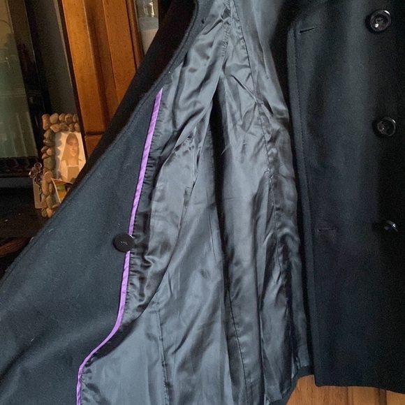 Nine West Black Double Breast belted Wool Blend Coat Size 8 - Picture 7 of 9